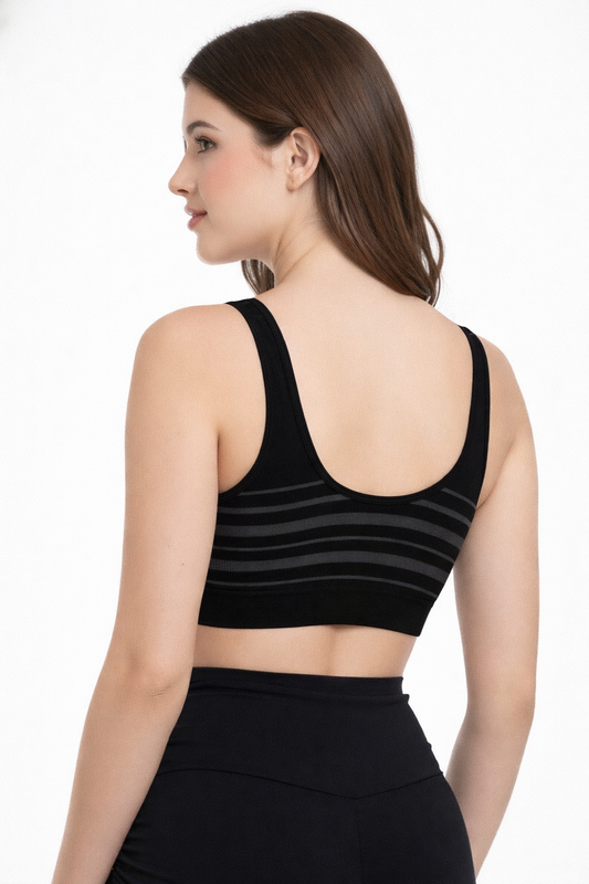 Women’s Black Seamless Sports Bra | Lightly Padded Bra for Gym, Yoga & Everyday Wear