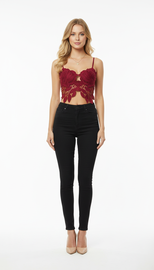 Buy 1 Get 1 Free Combo Offer Floral Lace Bralette Combo (Red & Black) | Elegant & Sensual Two-Piece Set