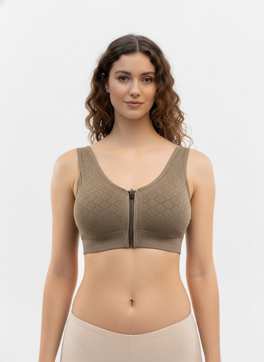 Buy 1 Get 1 Free Combo Offer Front Zip Padded Bralette Combo (Black & Brown)