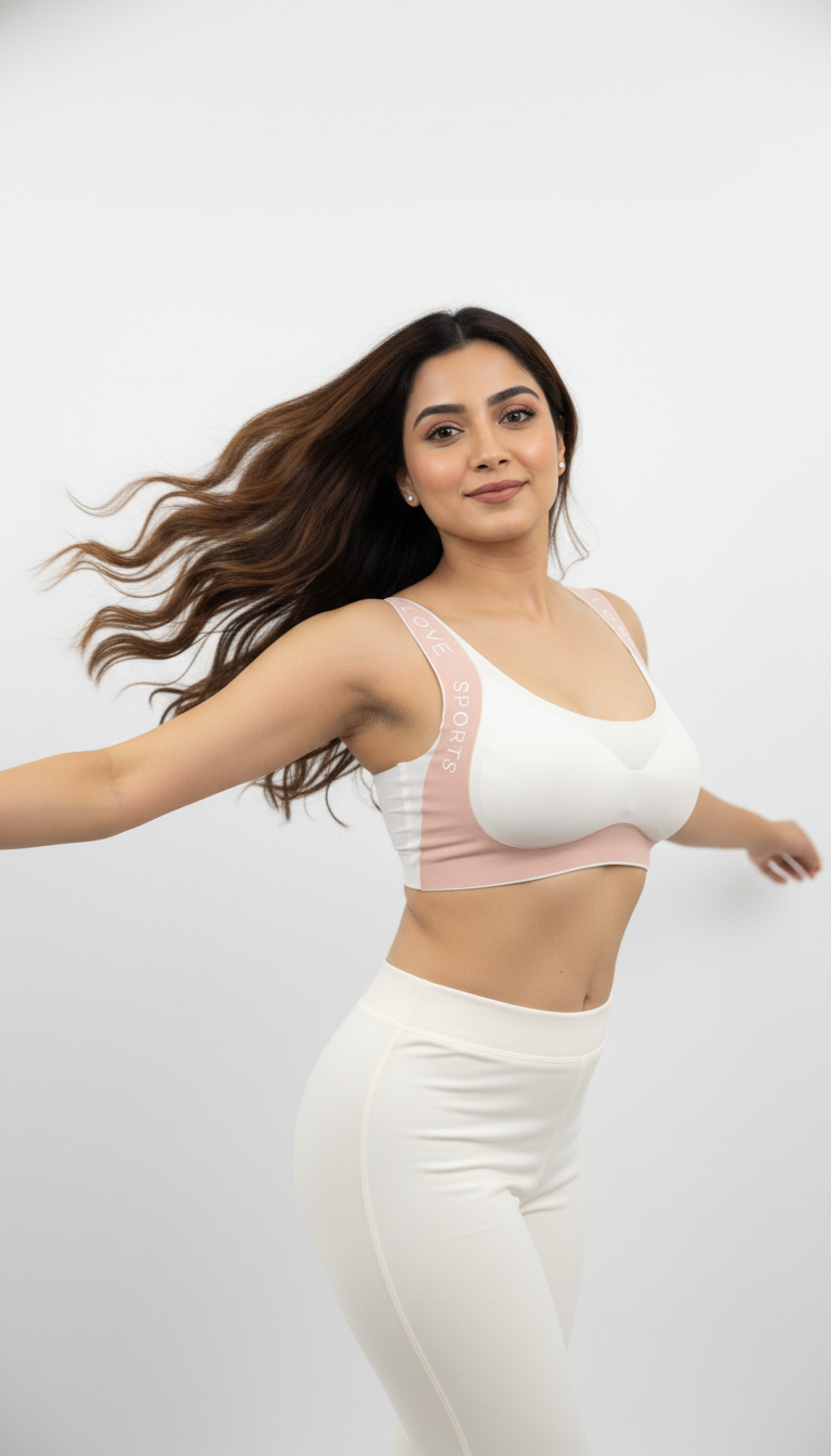 Buy 1 Get 1 Free Sports Love Ultra-Soft Seamless Padded Bra Combo(white-pink & grey-black)