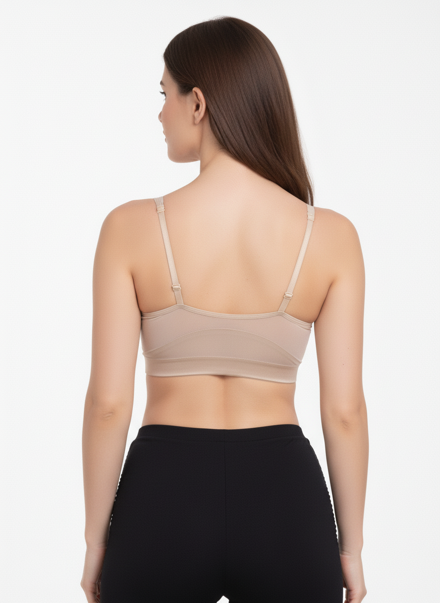 Women’s Nude Seamless Sports Bra | Wire-Free Lightly Padded Bra for Daily Wear, Yoga & Gym