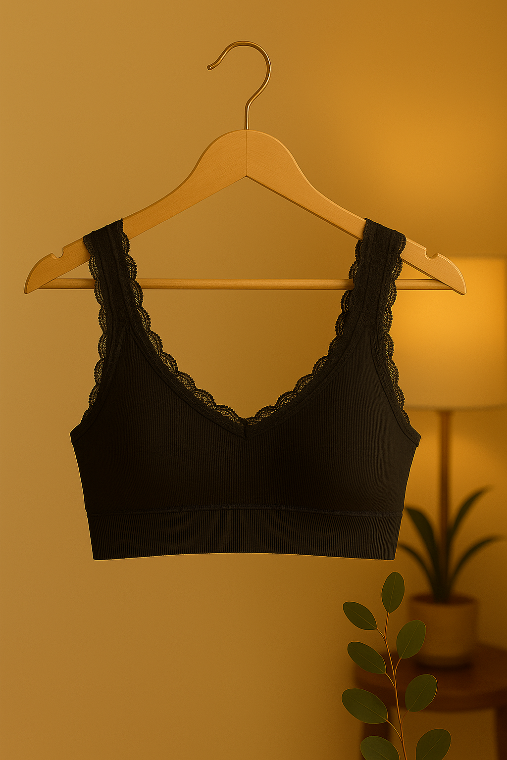 Women’s Black Lace Bralette – Seamless Soft Support Bra