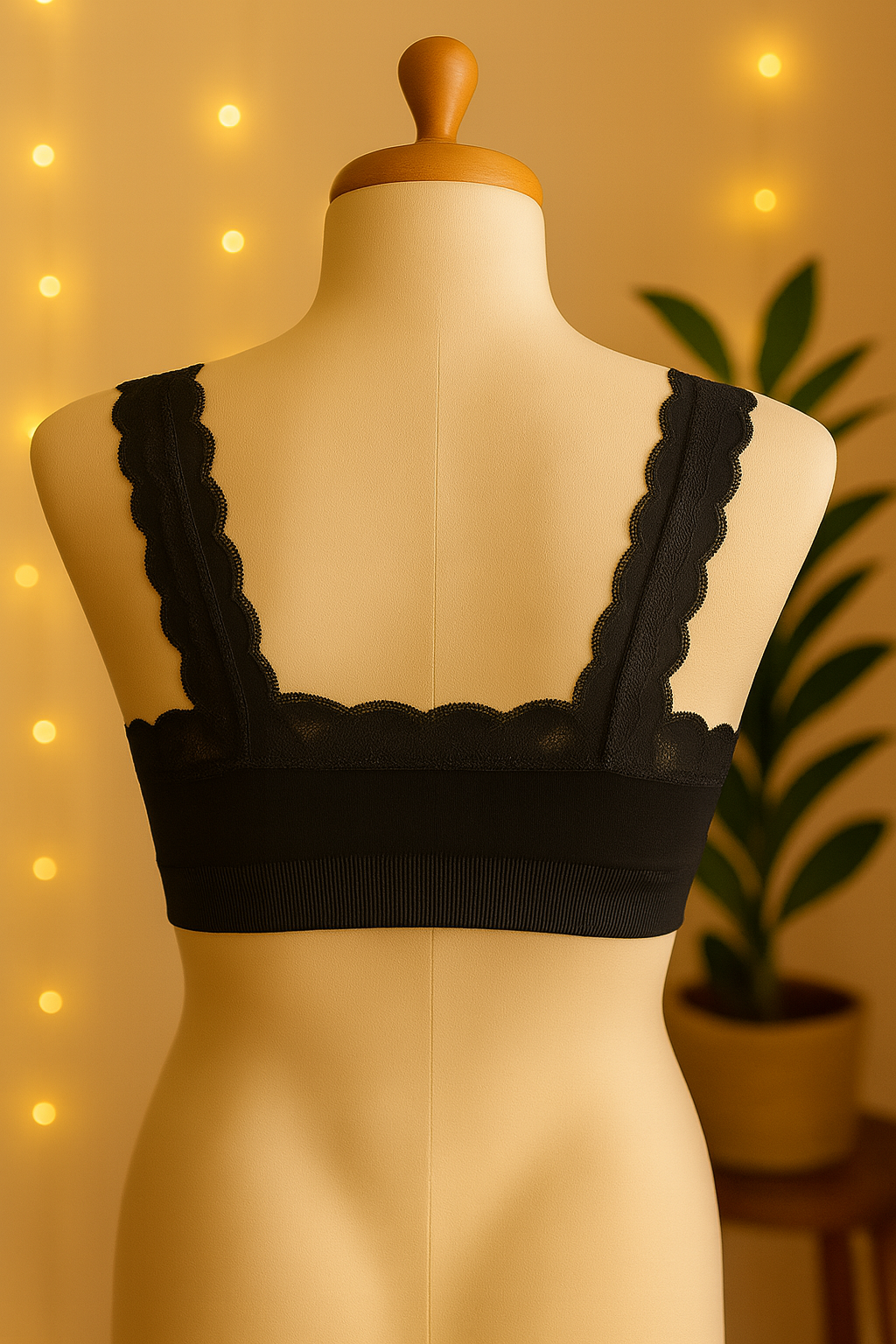 Women’s Black Lace Bralette – Seamless Soft Support Bra