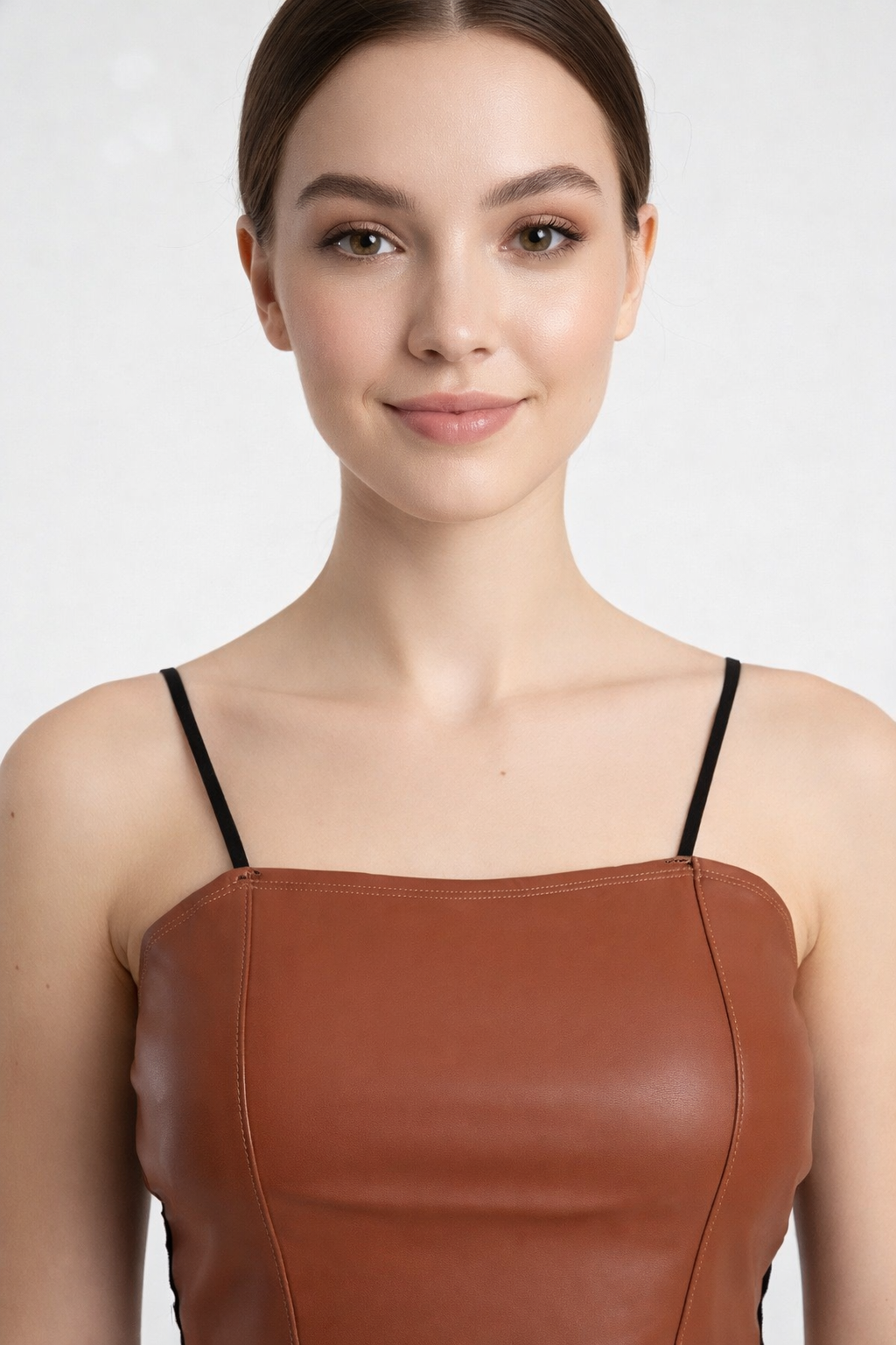 Buy 1 Get 1 Free Combo Offer Leather Crop Top Combo – Brown & White | Essential Faux Leather Crop Tops