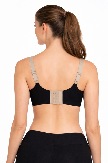 Women’s Black & Gray Sports Bra – Lightweight Support Everyday Bra