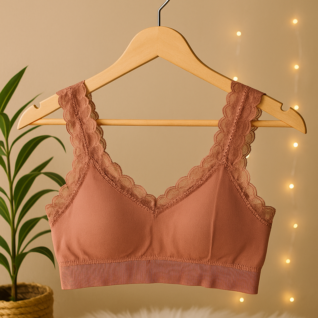 Women’s Lace Trim Bralette – Soft Everyday Comfort Bra
