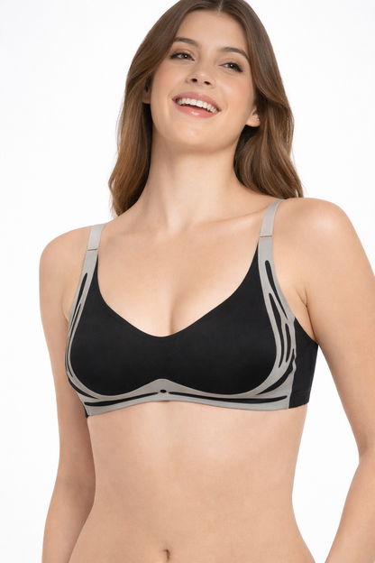 Women’s Black & Gray Sports Bra – Lightweight Support Everyday Bra