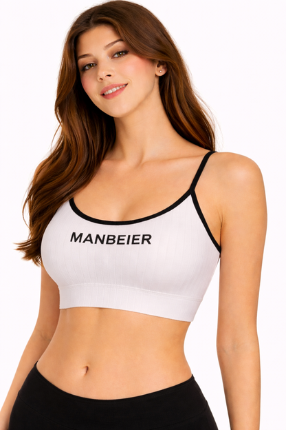 Women’s White Seamless Sports Bralette – Soft Support Comfort Bra