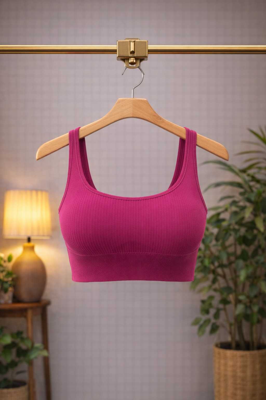 Women’s Ribbed Pink Bralette – Seamless Comfort Bra for Everyday Wear