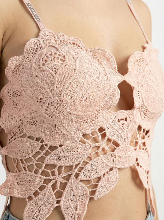 Buy 1 Get 1 Free Combo Offer Floral Lace Bralette Combo Set (Peach & Wine Red)