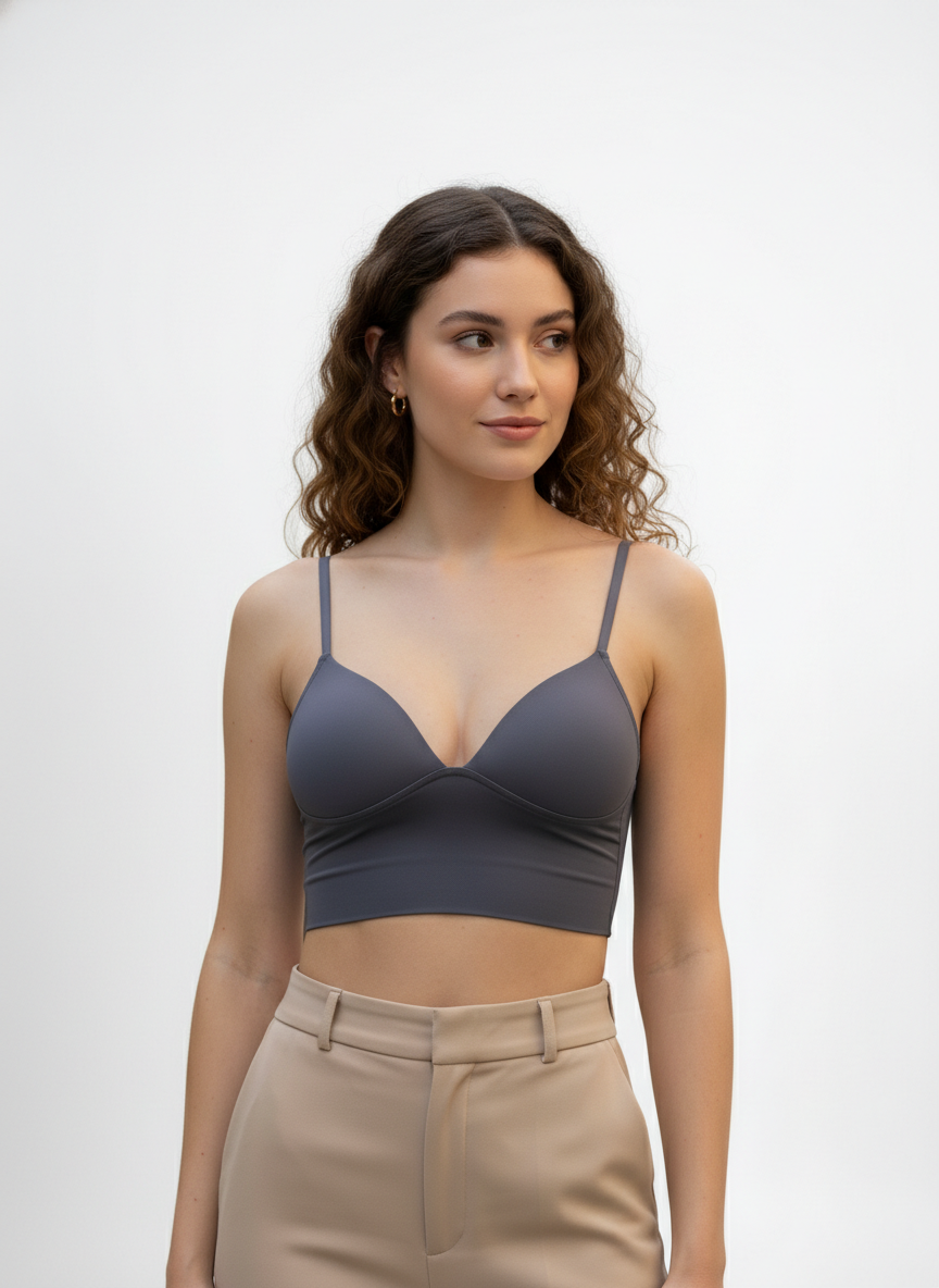 Buy 1 Get 1 Free Combo Offer Seamless Padded Bralette Crop Top Combo (Grey & Black) All Day Comfort Pack