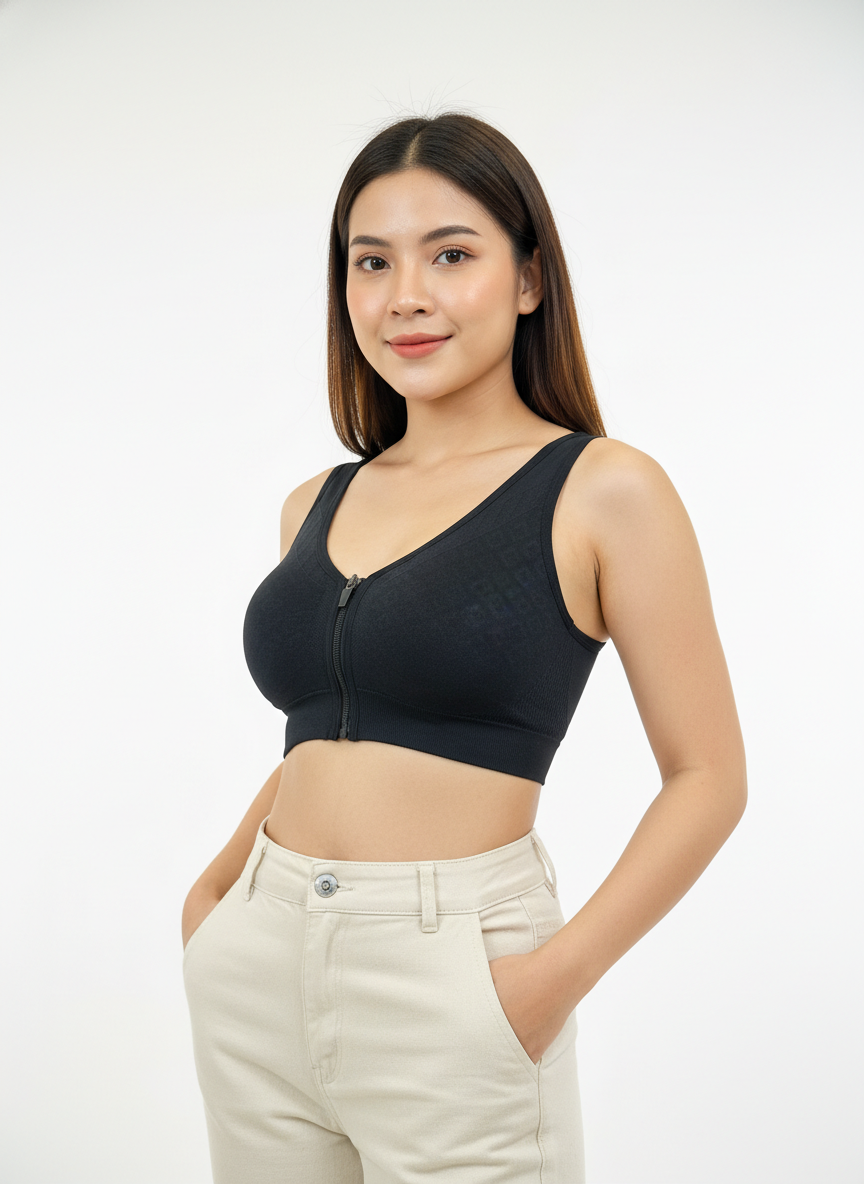 Buy 1 Get 1 Free Combo Offer Front Zip Padded Bralette Combo (Black & Brown)