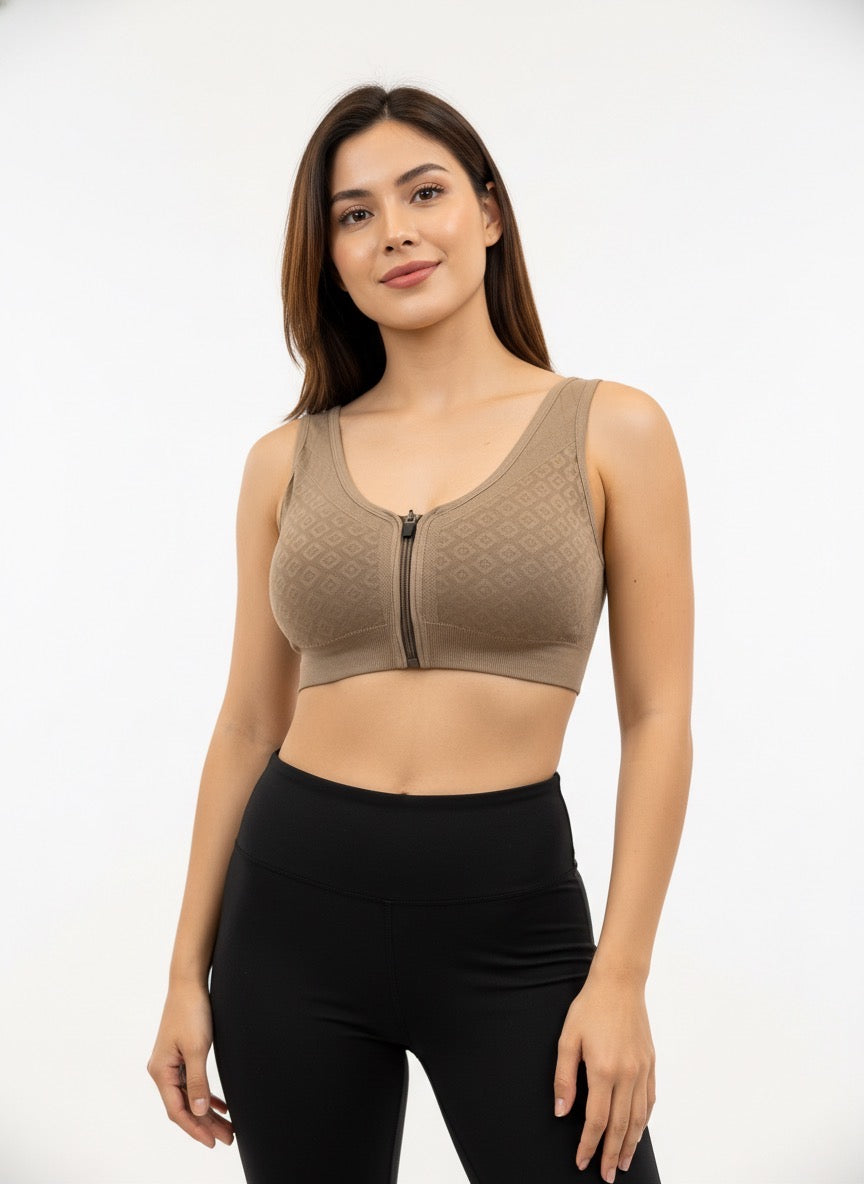 Buy 1 Get 1 Free Combo Offer Front Zip Padded Bralette Combo (Black & Brown)