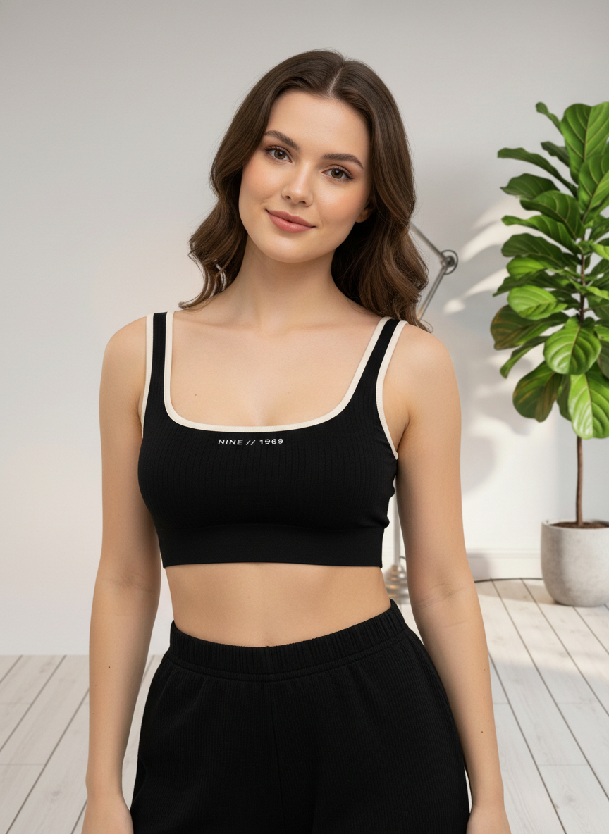 Buy 1 Get 1 Combo Offer Everyday Comfort Padded Crop top brallete - Beige & Black