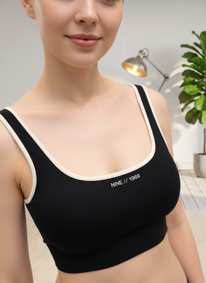 Buy 1 Get 1 Combo Offer Everyday Comfort Padded Crop top brallete - Beige & Black