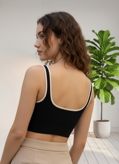 Buy 1 Get 1 Combo Offer Everyday Comfort Padded Crop top brallete - Beige & Black