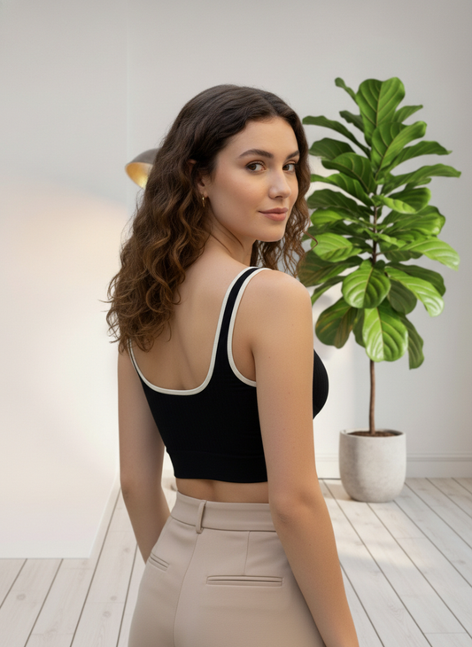 Buy 1 Get 1 Combo Offer Everyday Comfort Padded Crop top brallete - Beige & Black