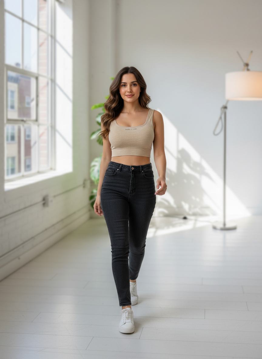 Buy 1 Get 1 Combo Offer Everyday Comfort Padded Crop top brallete - Beige & Black