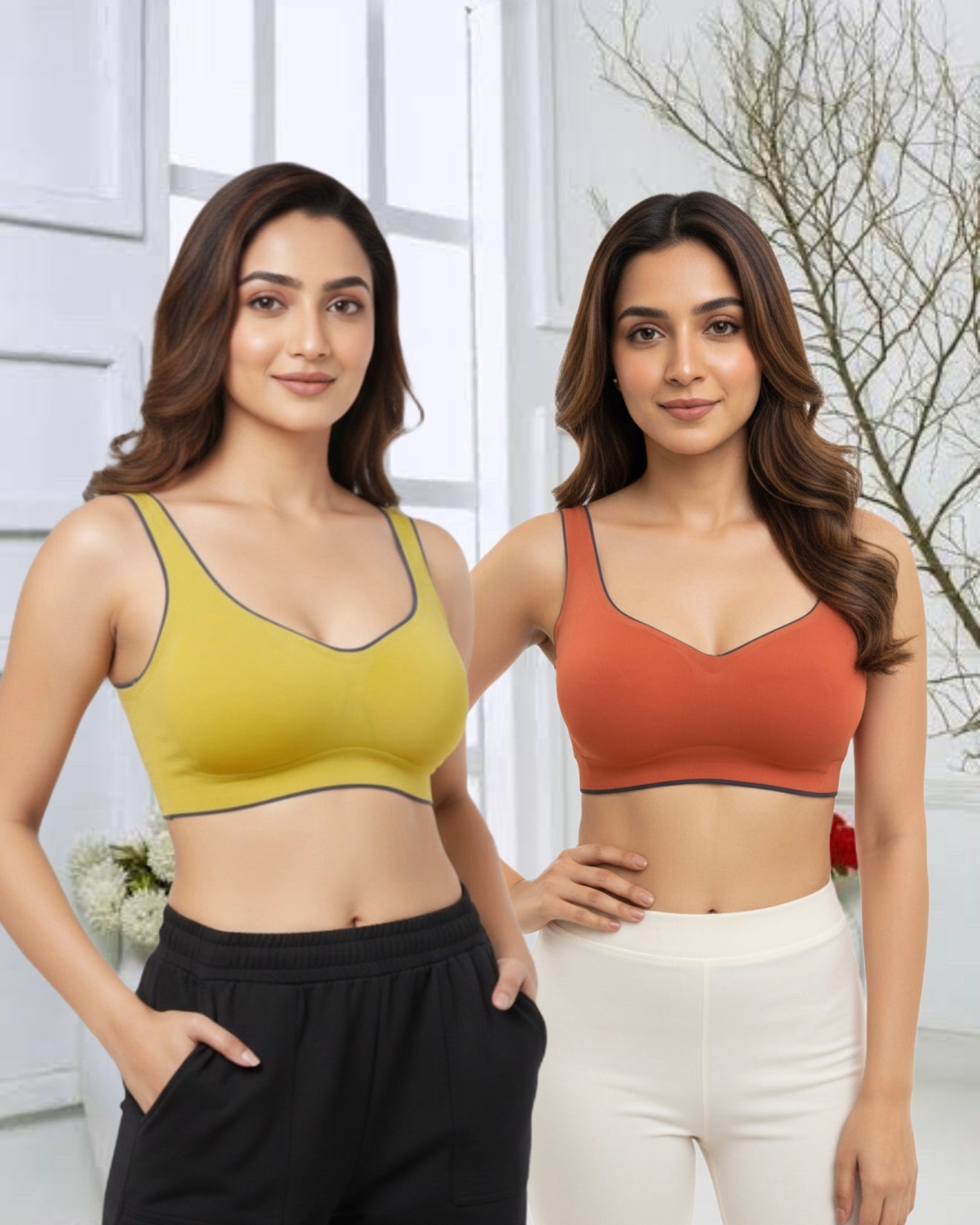 Buy 1 Get 1 Free Combo Offer Seamless Padded Bralette Combo (Mustard & Rust) – All-Day Comfort & Style Pack