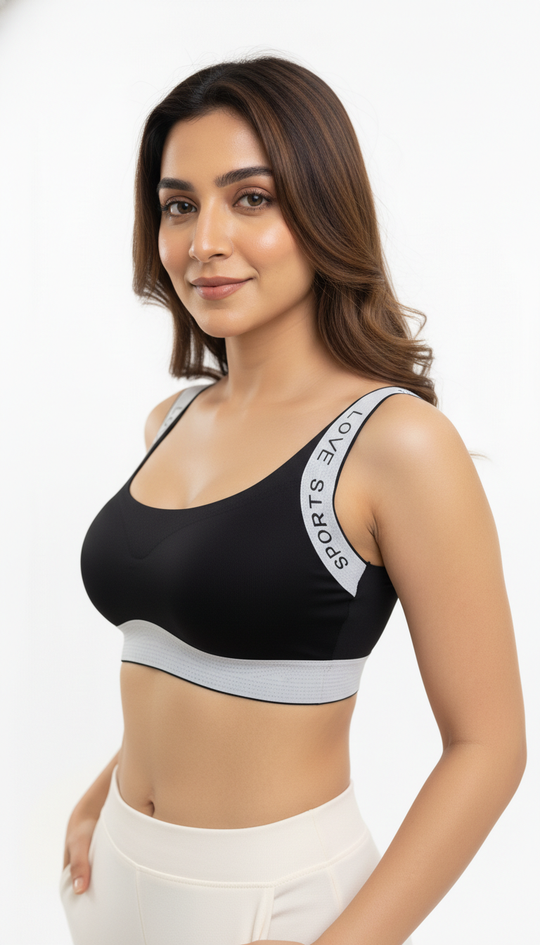 Buy 1 Get 1 Free Sports Love Ultra-Soft Seamless Padded Bra Combo(white-pink & grey-black)