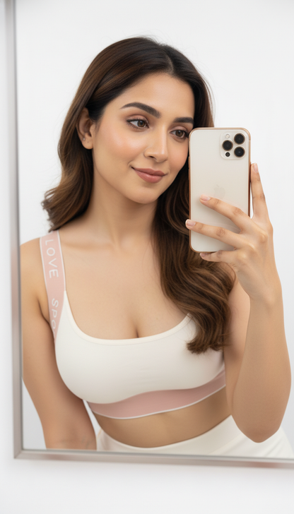 Buy 1 Get 1 Free Combo Offer Sports Love Ultra-Soft Seamless Padded Bra Combo Seamless(Beige & White)