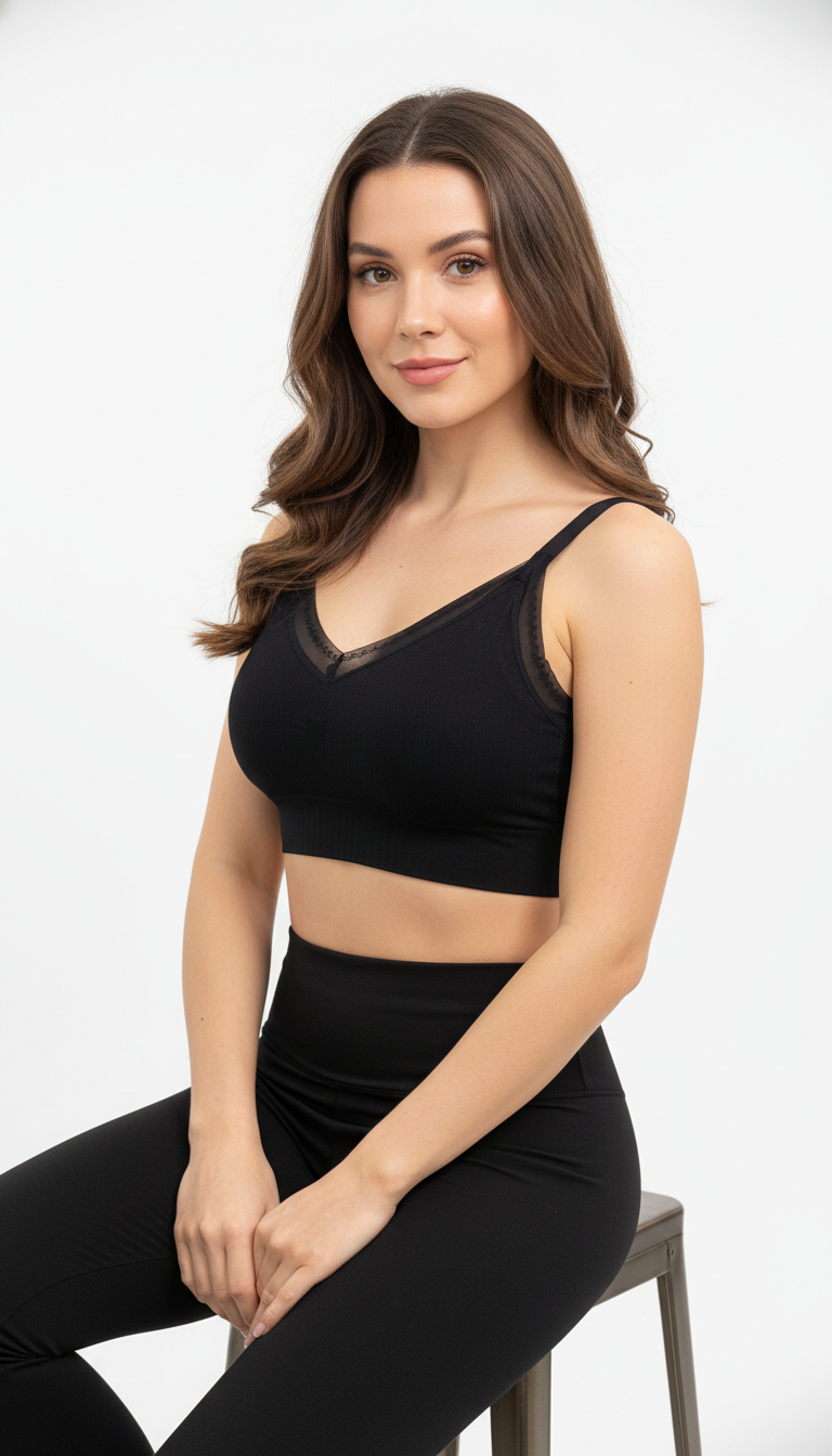 Buy 1 Get 1 Free Seamless Ribbed Padded Bralette Combo (Black & Sage Green) – Wire-Free Everyday Comfort