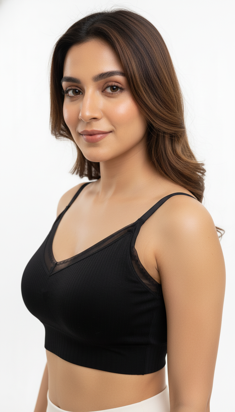 Buy 1 Get 1 Free Seamless Ribbed Padded Bralette Combo (Black & Sage Green) – Wire-Free Everyday Comfort