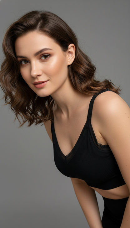 Buy 1 Get 1 Free Seamless Ribbed Padded Bralette Combo (Black & Sage Green) – Wire-Free Everyday Comfort
