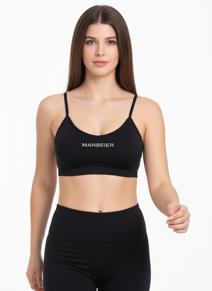 Women’s Black Seamless Sports Bralette – Wireless Soft Support Comfort Bra