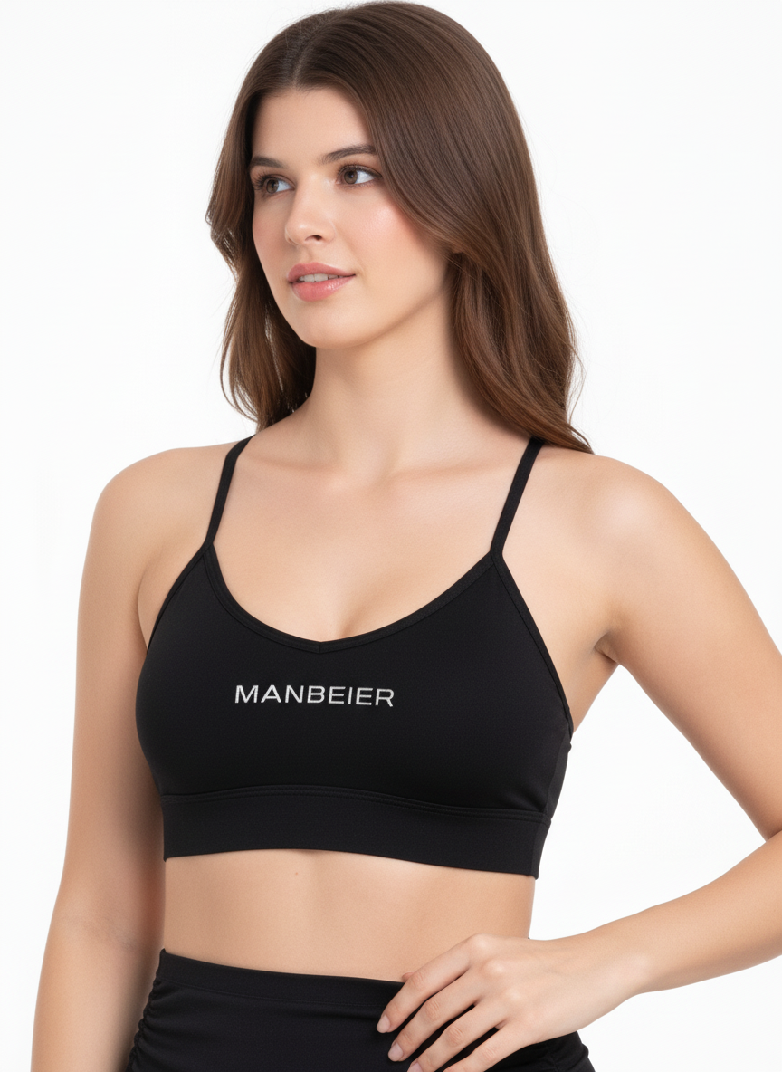 Women’s Black Seamless Sports Bralette – Wireless Soft Support Comfort Bra