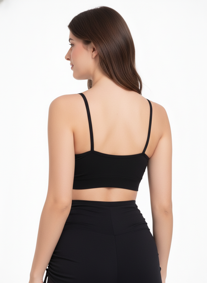 Women’s Black Seamless Sports Bralette – Wireless Soft Support Comfort Bra