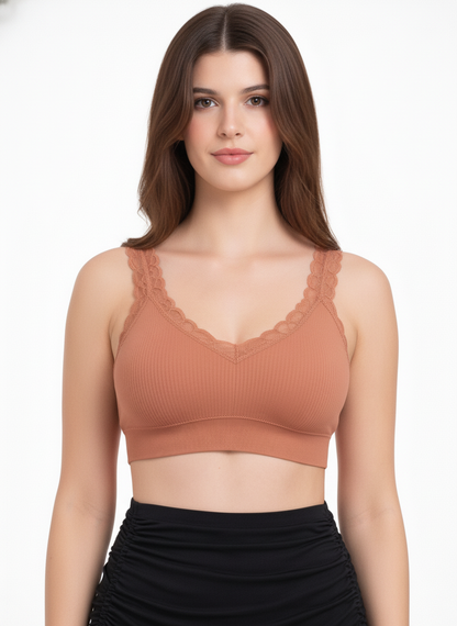 Women’s Lace Trim Bralette – Soft Everyday Comfort Bra