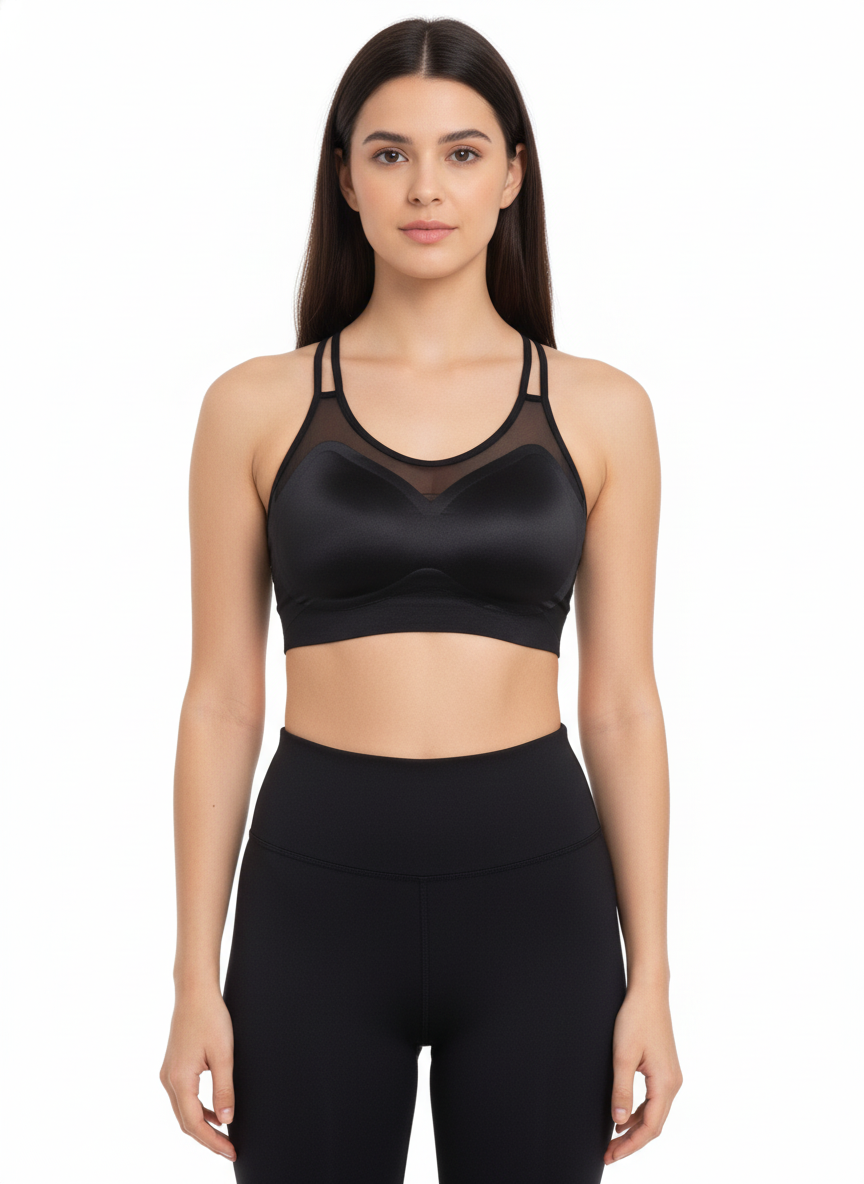 Women’s Black Seamless Sports Bra | Wire-Free Lightly Padded Activewear Bra for Gym, Yoga & Daily Wear