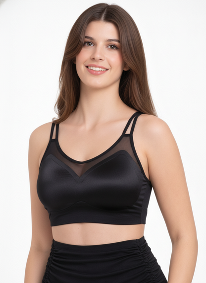 Women’s Black Seamless Sports Bra | Wire-Free Lightly Padded Activewear Bra for Gym, Yoga & Daily Wear
