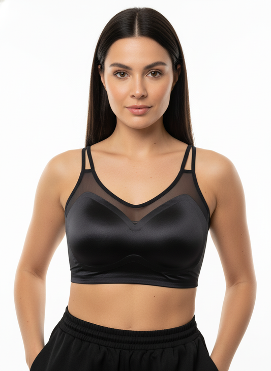 Women’s Black Seamless Sports Bra | Wire-Free Lightly Padded Activewear Bra for Gym, Yoga & Daily Wear