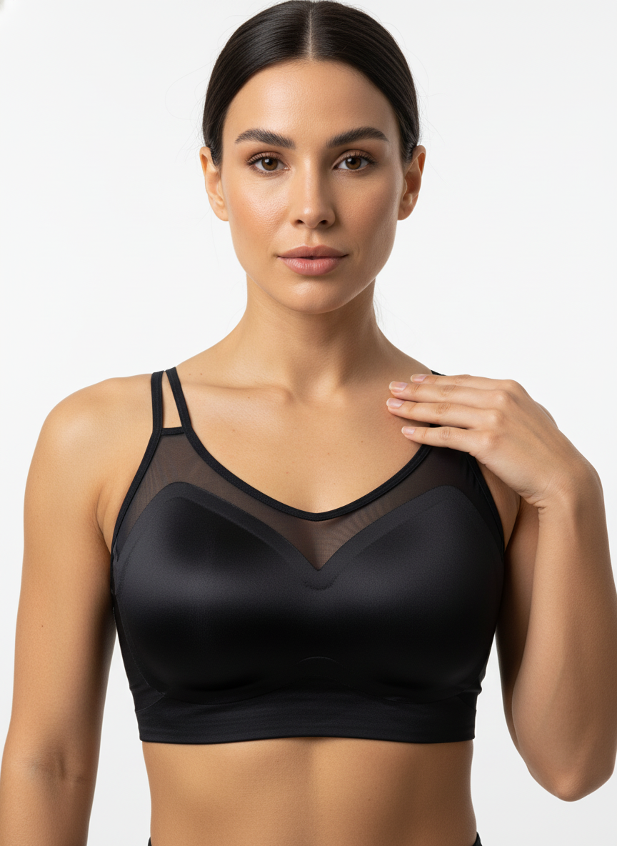 Women’s Black Seamless Sports Bra | Wire-Free Lightly Padded Activewear Bra for Gym, Yoga & Daily Wear