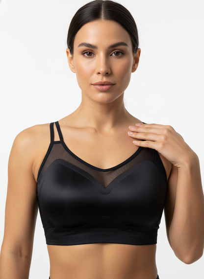 Women’s Black Seamless Sports Bra | Wire-Free Lightly Padded Activewear Bra for Gym, Yoga & Daily Wear