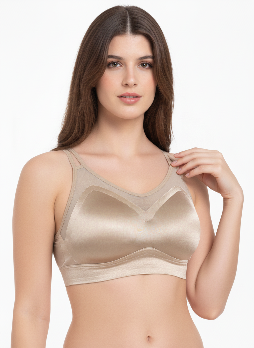 Women’s Nude Seamless Sports Bra | Wire-Free Lightly Padded Bra for Daily Wear, Yoga & Gym