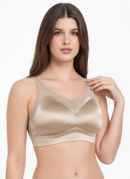 Women’s Nude Seamless Sports Bra | Wire-Free Lightly Padded Bra for Daily Wear, Yoga & Gym