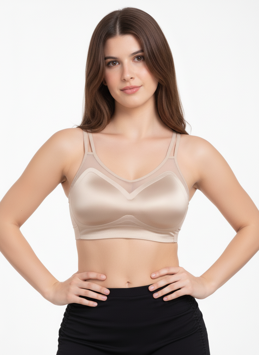 Women’s Nude Seamless Sports Bra | Wire-Free Lightly Padded Bra for Daily Wear, Yoga & Gym