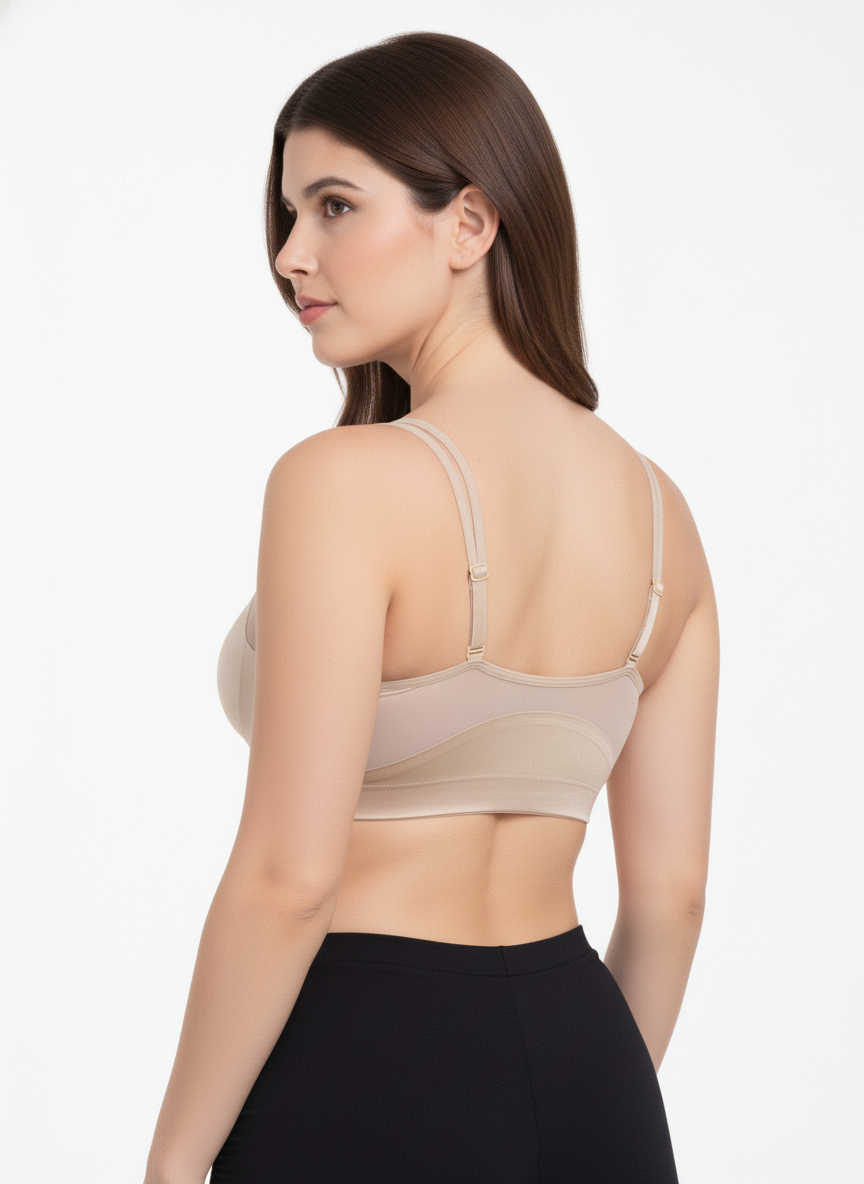 Women’s Nude Seamless Sports Bra | Wire-Free Lightly Padded Bra for Daily Wear, Yoga & Gym
