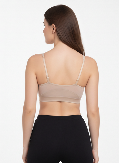 Women’s Nude Seamless Sports Bra | Wire-Free Lightly Padded Bra for Daily Wear, Yoga & Gym