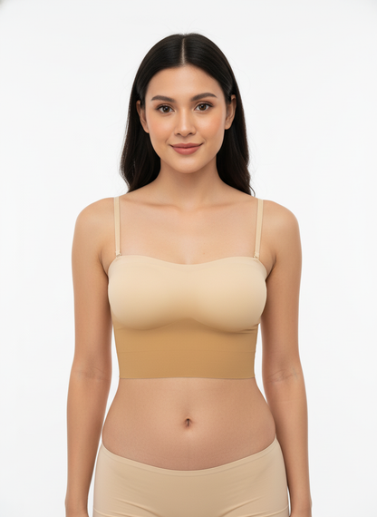Women’s Nude Seamless Tube Bra | Wire-Free Lightly Padded Bra for Everyday Comfort & Lounge Wear