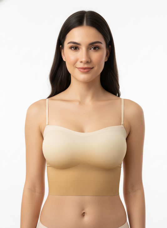 Women’s Nude Seamless Tube Bra | Wire-Free Lightly Padded Bra for Everyday Comfort & Lounge Wear