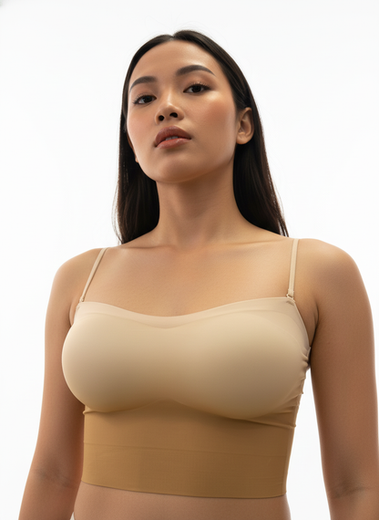 Women’s Nude Seamless Tube Bra | Wire-Free Lightly Padded Bra for Everyday Comfort & Lounge Wear