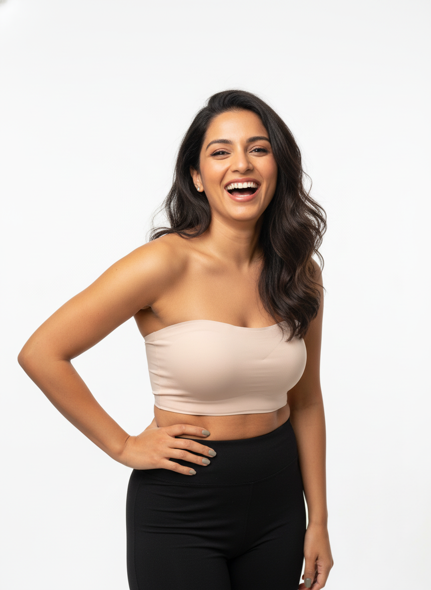 Women’s Nude Seamless Bandeau Bra | Strapless Lightly Padded Tube Bra for Everyday Wear