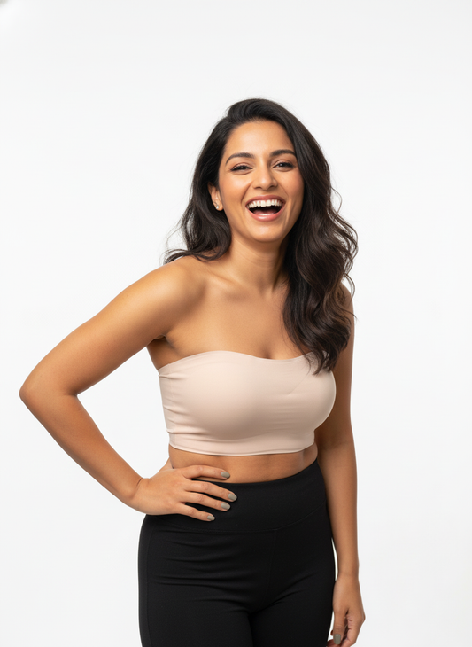 Women’s Nude Seamless Bandeau Bra | Strapless Lightly Padded Tube Bra for Everyday Wear