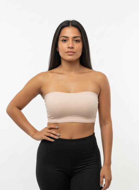Women’s Nude Seamless Bandeau Bra | Strapless Lightly Padded Tube Bra for Everyday Wear