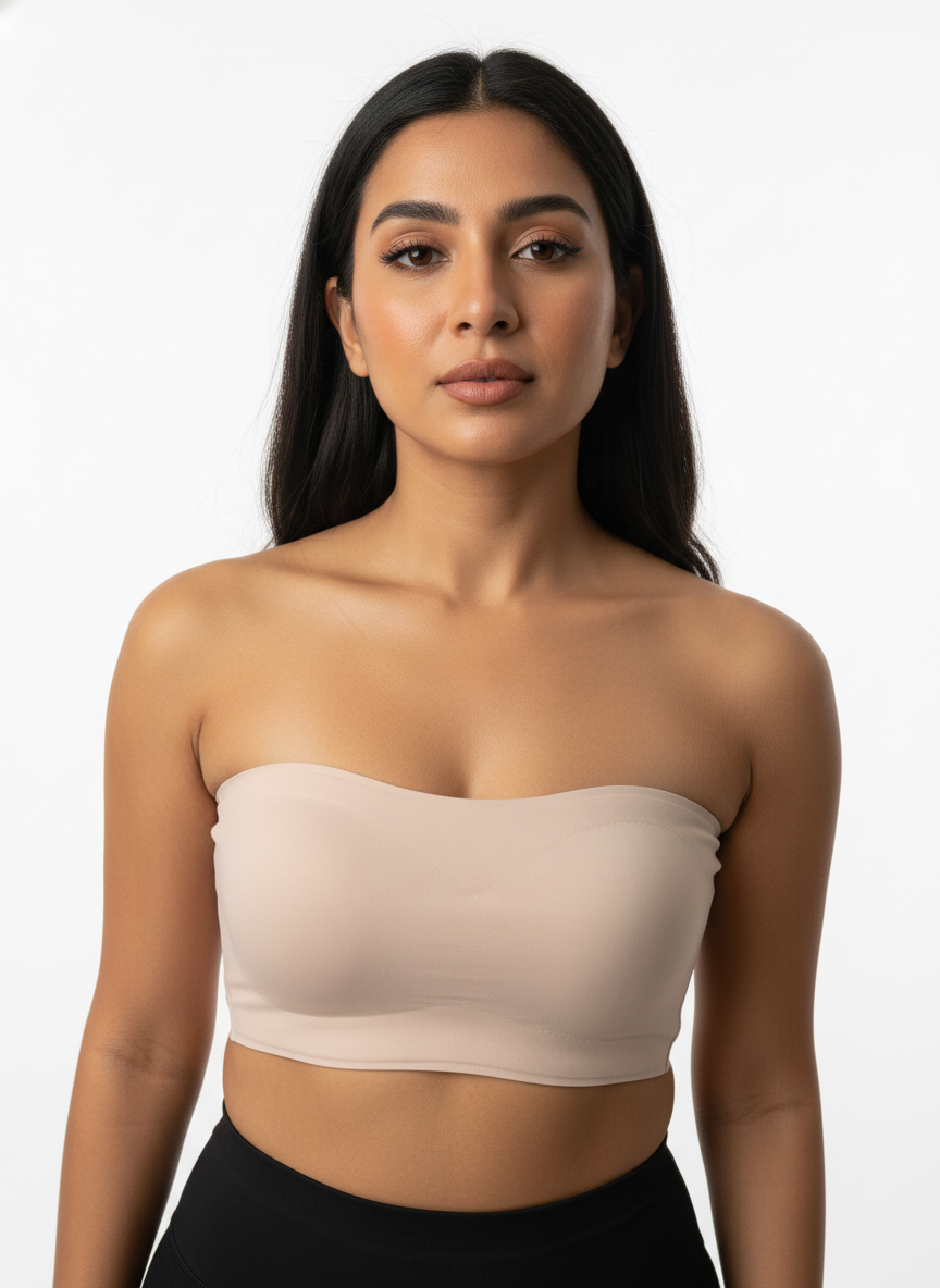 Women’s Nude Seamless Bandeau Bra | Strapless Lightly Padded Tube Bra for Everyday Wear
