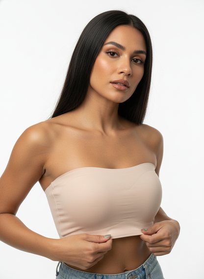 Women’s Nude Seamless Bandeau Bra | Strapless Lightly Padded Tube Bra for Everyday Wear